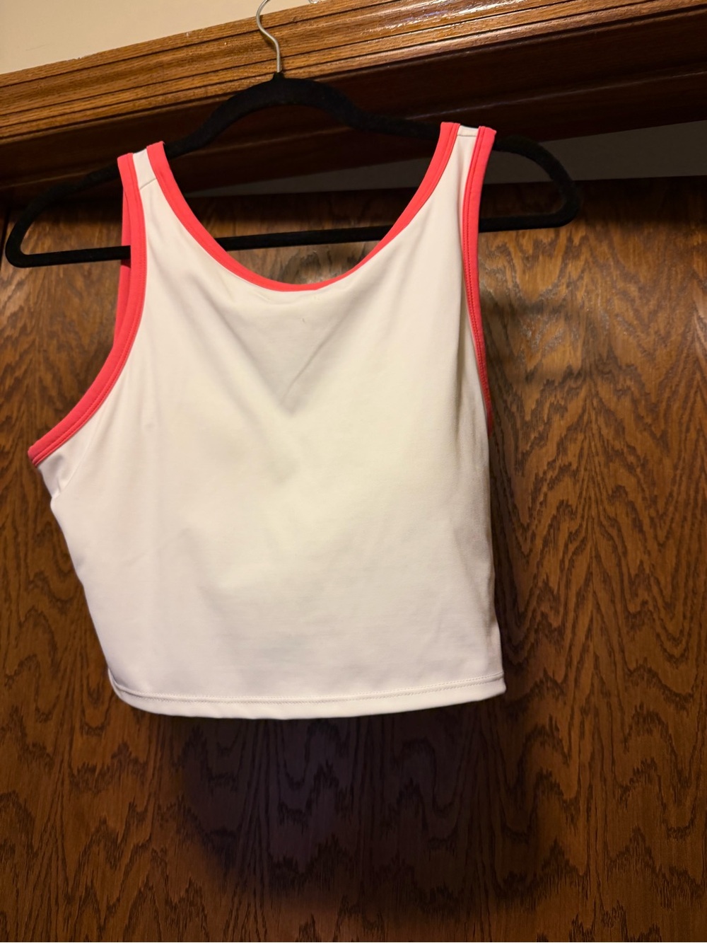 JoyLab White Crop Tank with Coral Trim